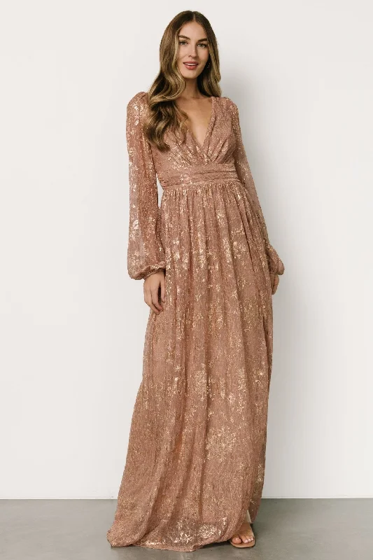 Charlene Maxi Dress | Rose Gold Comfortable Bohemian Maxi Dress