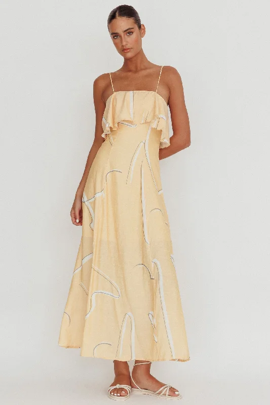 Cressida Line Ruffle Maxi Dress Mango Comfortable Fit-and-Flare Maxi Dress