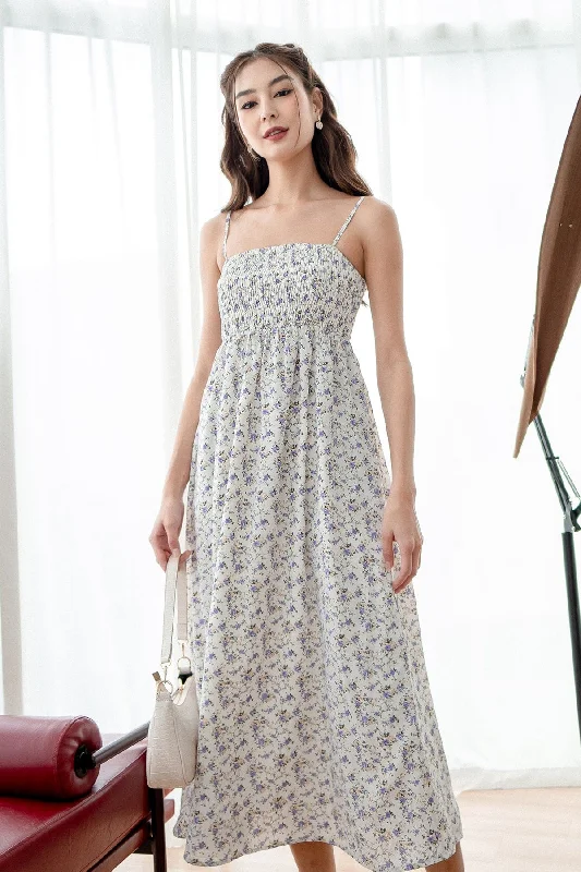 FUJI FLORAL MAXI DRESS IN  LILAC Chic Summer Floral Maxi Dress