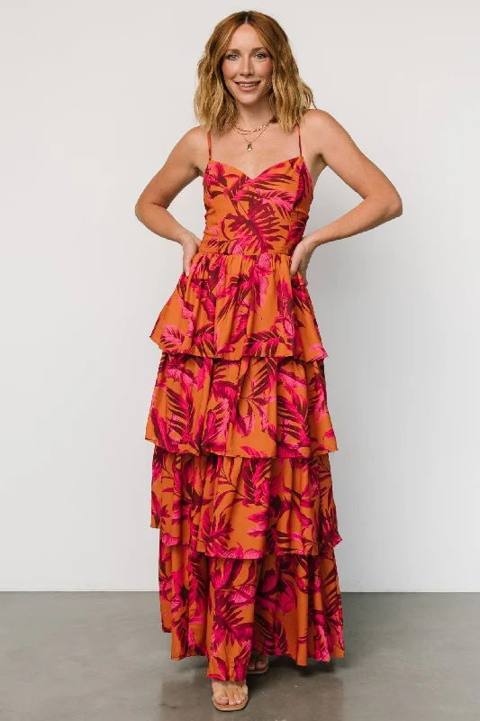 Joree Tiered Maxi Dress | Ginger + Fuschia Multi Cozy Longline Maxi Dress