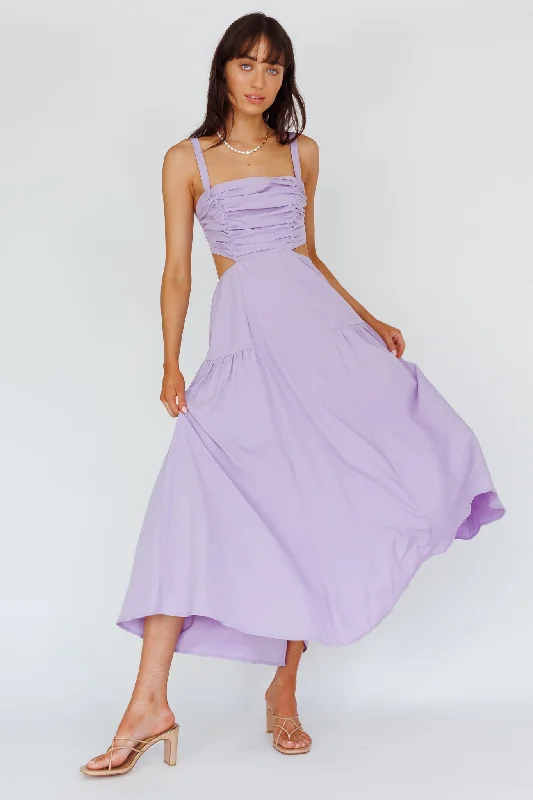 Kassi Gathered Bodice Maxi Dress Lilac Classic Black Maxi Dress