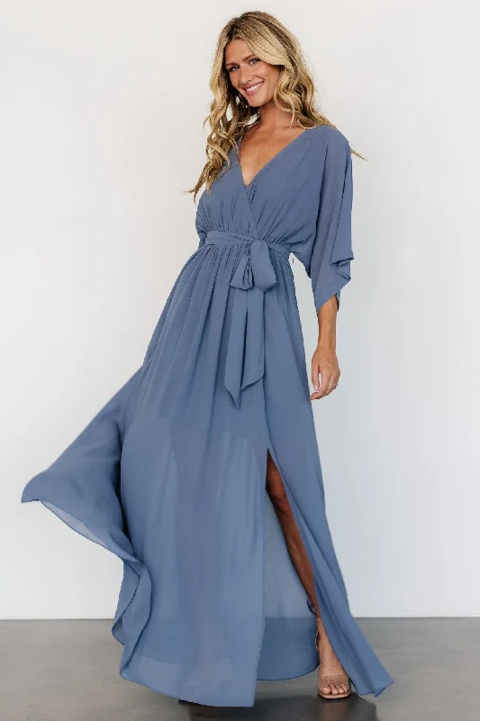 Kia Kimono Maxi Dress | Whisper Blue Comfortable Flowy Maxi Dress