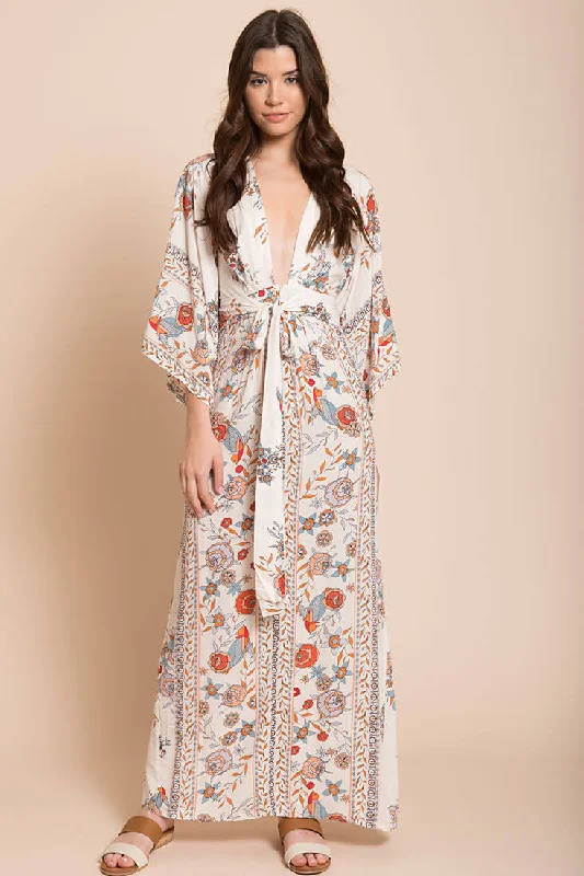 Kira Boho Floral Maxi Dress Orange Elegant Maxi Dress with Ruffles