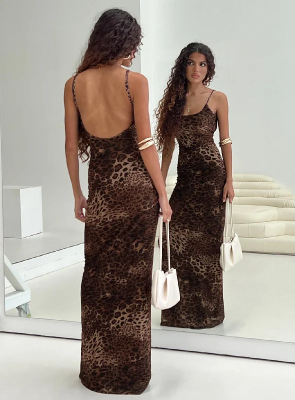 Knox Maxi Dress Leopard Trendy Maxi Dress with Belt