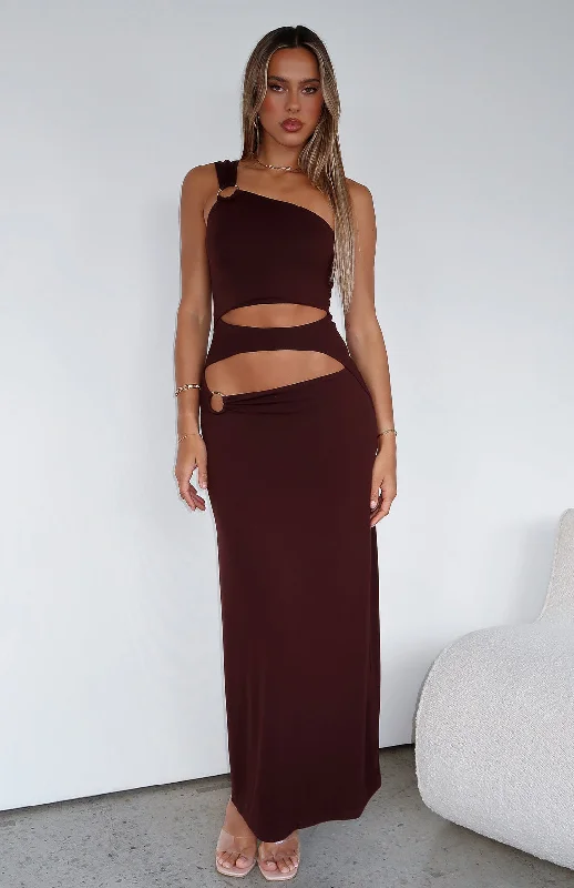 Made Me Different Maxi Dress Chocolate Stylish Maxi Dress with Pleats