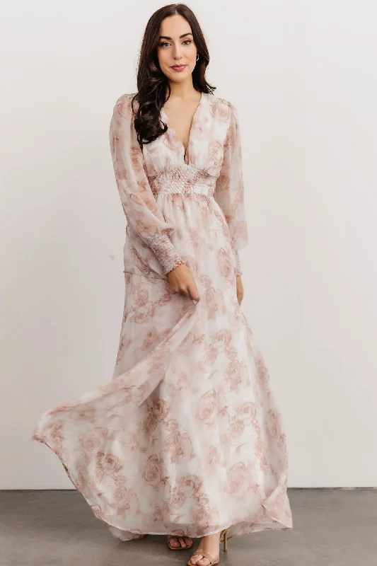 Olivia Maxi Dress | Pink Floral Trendy Printed Maxi Dress