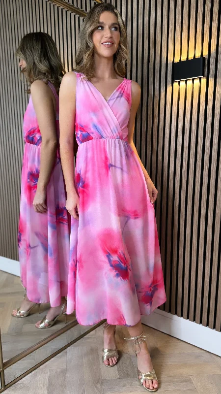 Quinn Pink Tie Dye Maxi Dress Classic Strapless Maxi Dress