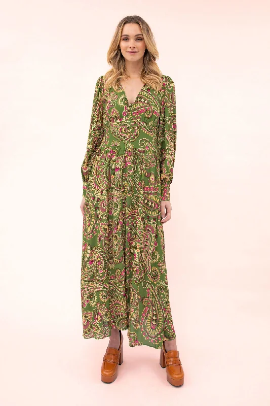 Billy Paisley Maxi Dress Trendy Maxi Dress with Belt