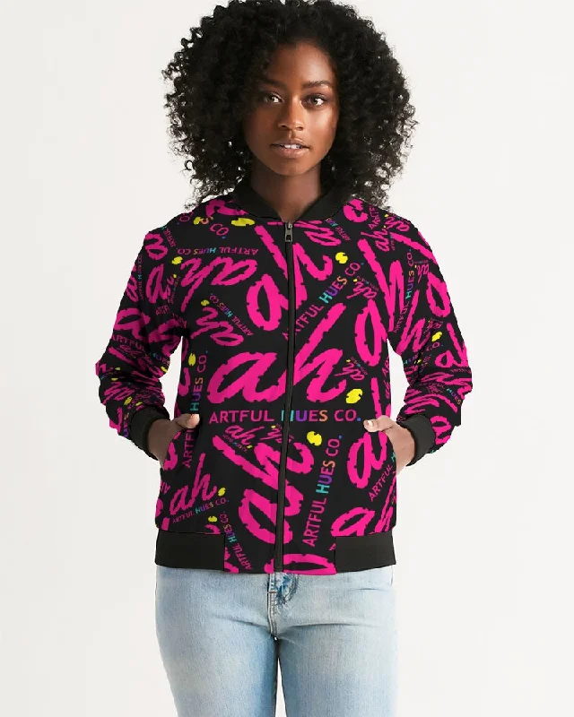 ARTFUL HUES Women's Bomber Jacket Print Jacket Jacquard Jacket Embroidered Jacket