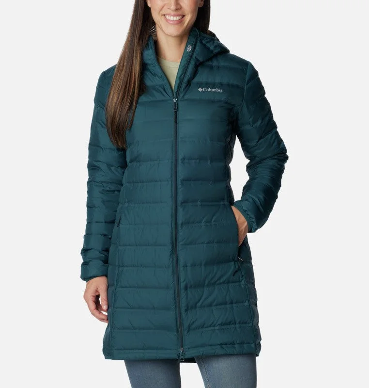 Columbia Ladies Lake 22 Long Hooded Down Jacket -NIGHT Cotton Fabric Linen Fabric Terry Fabric