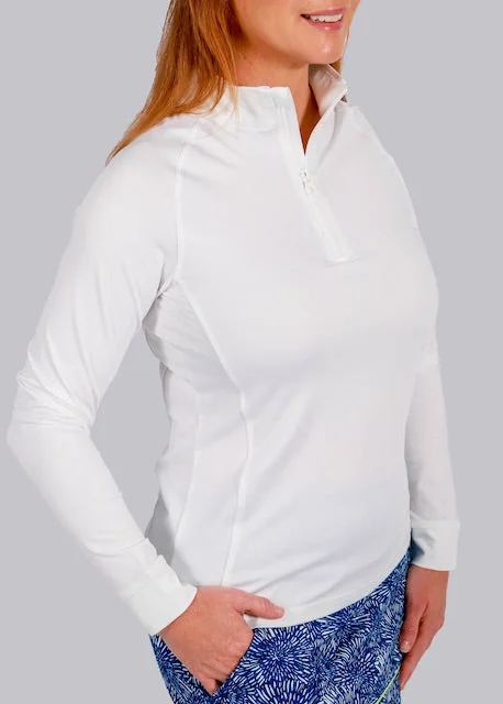 Par Play Quarter Zip Golf Jacket - White One-Shoulder Jacket Off-the-Shoulder Jacket Asymmetrical Jacket