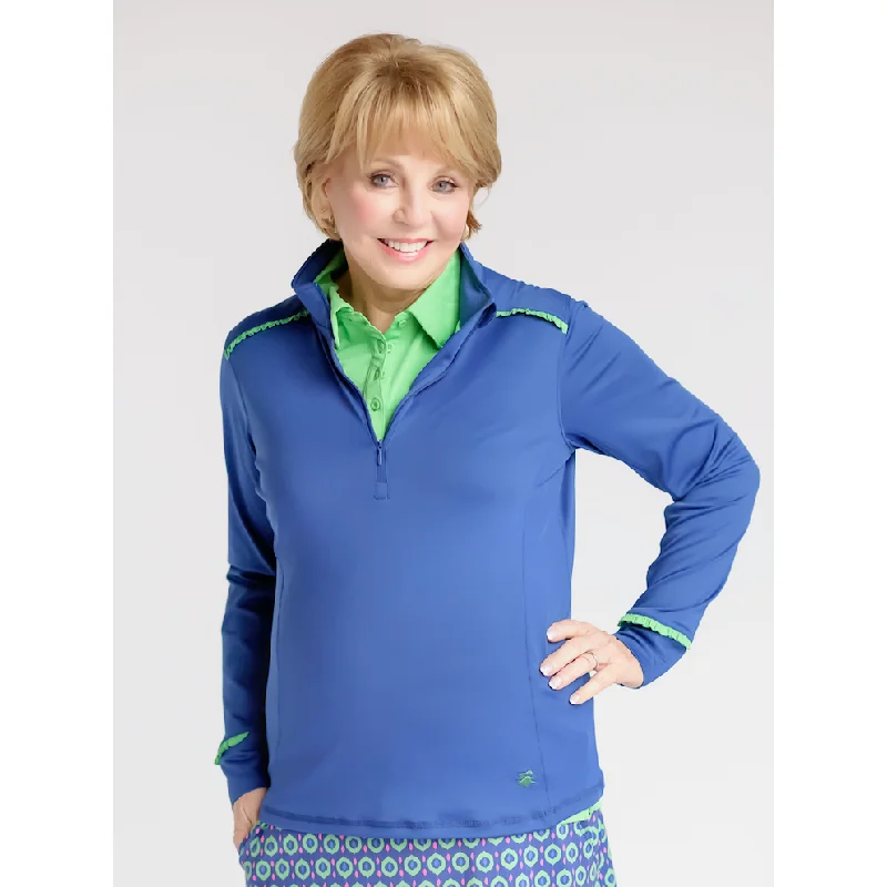 Even Par Quarter Zip Golf Jacket - Navy w/Kelly Green One-Shoulder Jacket Off-the-Shoulder Jacket Asymmetrical Jacket