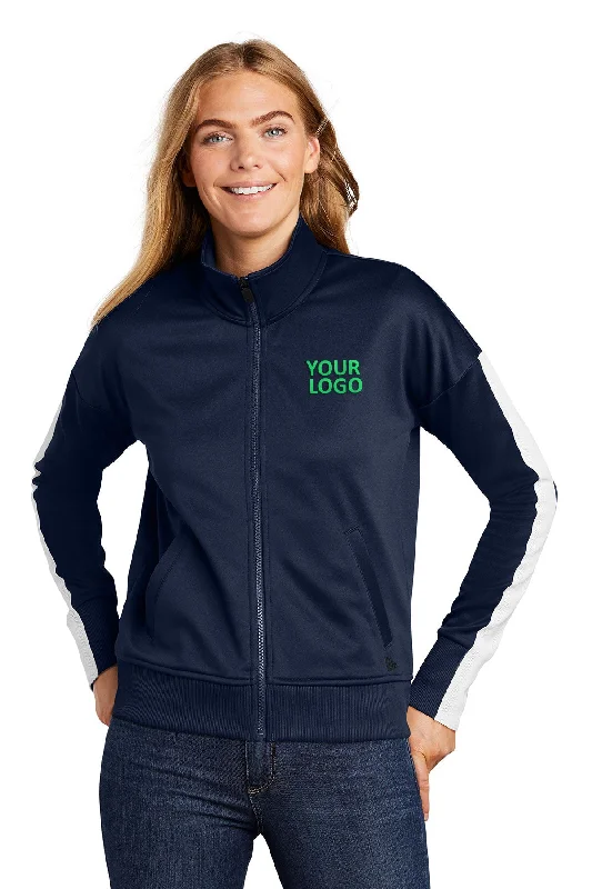 New Era Ladies Custom Track Jackets, True Navy/ White Fleece Jacket Down Jacket Parka