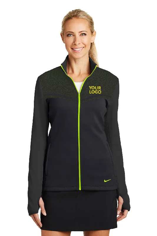 Nike Ladies Therma-FIT Hypervis Custom Jackets, Black/ Volt Tiered Jacket Buttoned Jacket Zippered Jacket