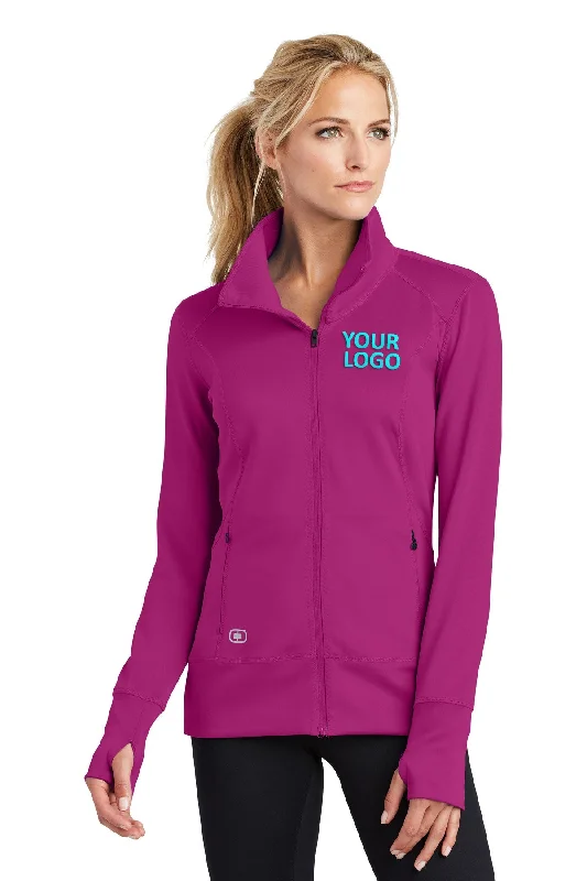 OGIO ENDURANCE Ladies Fulcrum Custom Jackets, Flush Pink Knit Fabric Woven Fabric Fleece Fabric