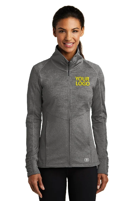 OGIO ENDURANCE Ladies Sonar Custom Jackets, Track Grey Heather Nylon Fabric Polyester Fabric Spandex Fabric