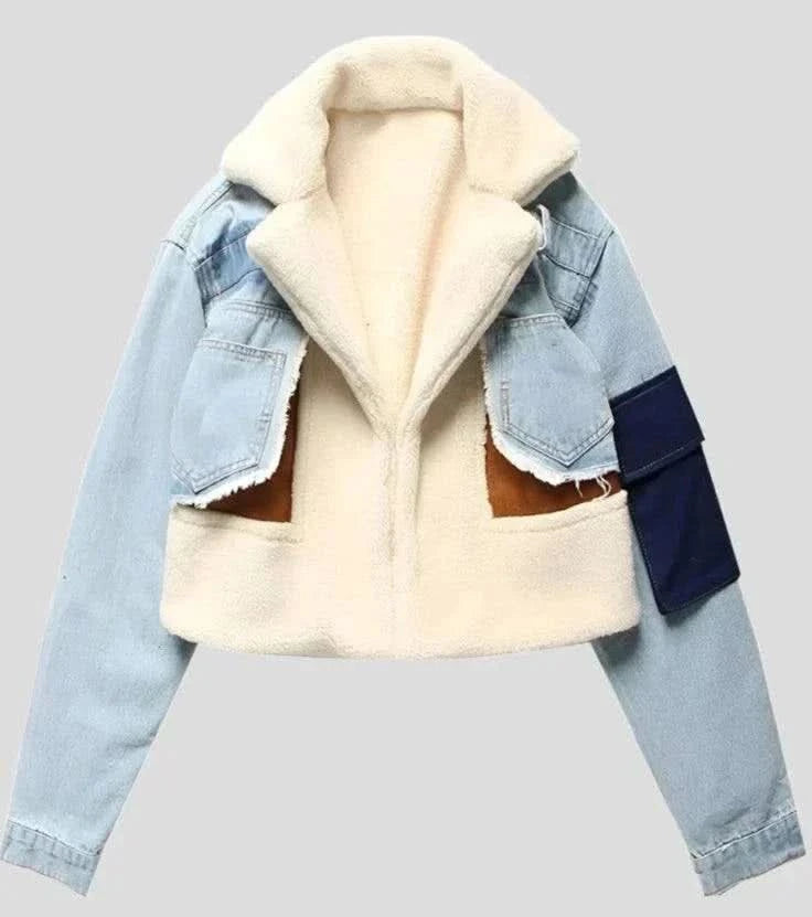 Patchwork Jacket for Women - Wool Slim Fit Cotton Jacket Linen Jacket Terry Jacket