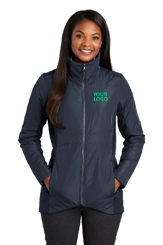 Port Authority Ladies Collective Customized Insulated Jackets, River Blue Toggled Jacket Drawstring Jacket Belted Jacket