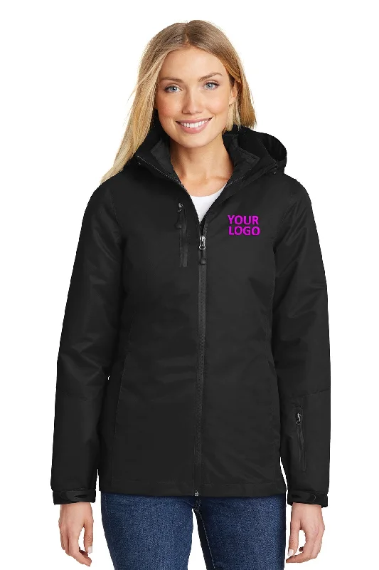 Port Authority Ladies Vortex Customized Waterproof 3-in-1 Jackets, Black/ Black Satin Jacket Silk Jacket Chiffon Jacket