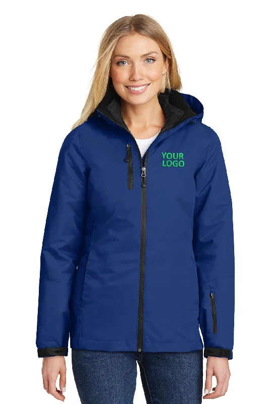 Port Authority Ladies Vortex Customized Waterproof 3-in-1 Jackets, Night Sky Blue/ Black Cotton Fabric Linen Fabric Terry Fabric