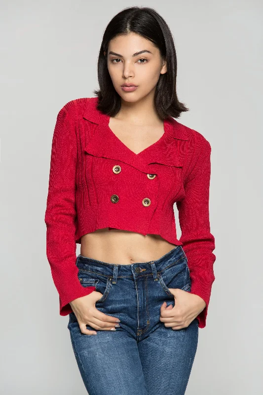 Scarlet Red Tailored Cropped Jacket Herringbone Jacket Houndstooth Jacket Plaid Jacket