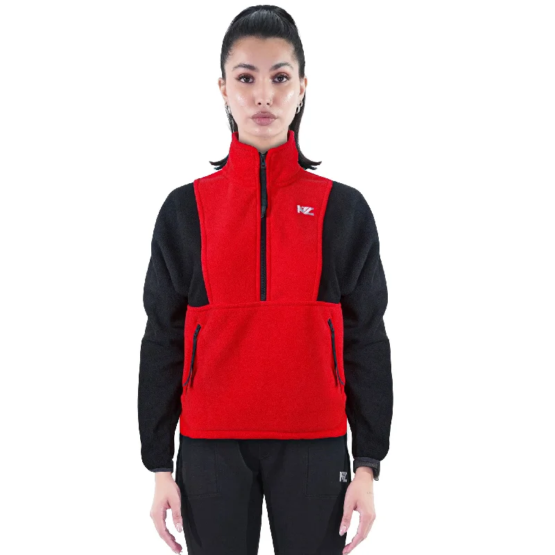 Women Fleece Jacket Red Bomber Jacket Anorak Windbreaker