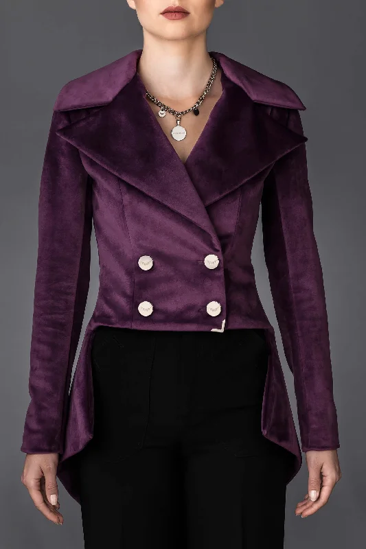 Women's Purple Jacket Gloria Tiered Jacket Buttoned Jacket Zippered Jacket