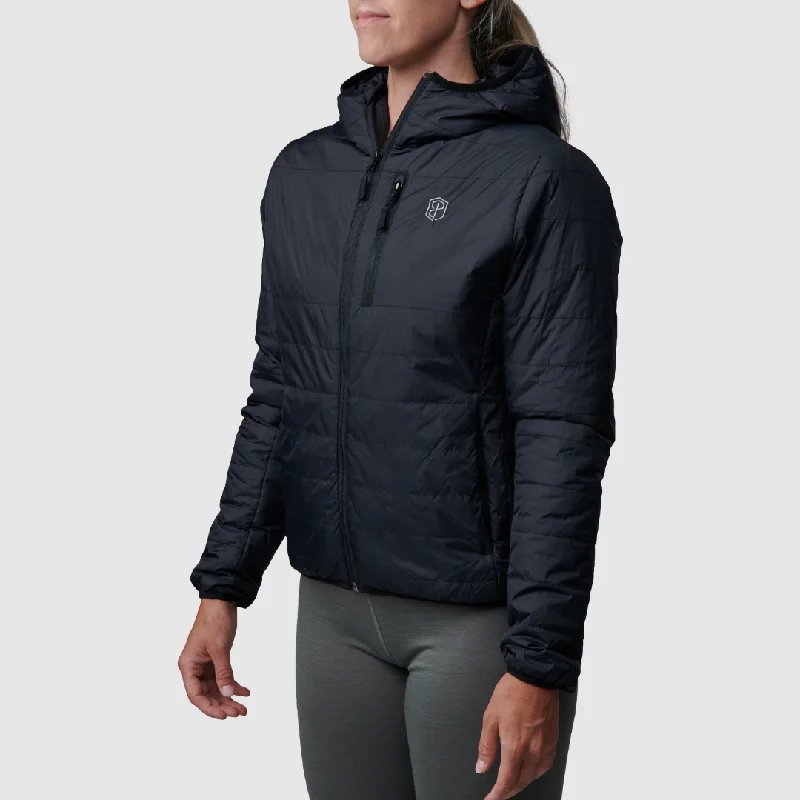 Women's Tundra Jacket Light (Black) Tiered Jacket Buttoned Jacket Zippered Jacket