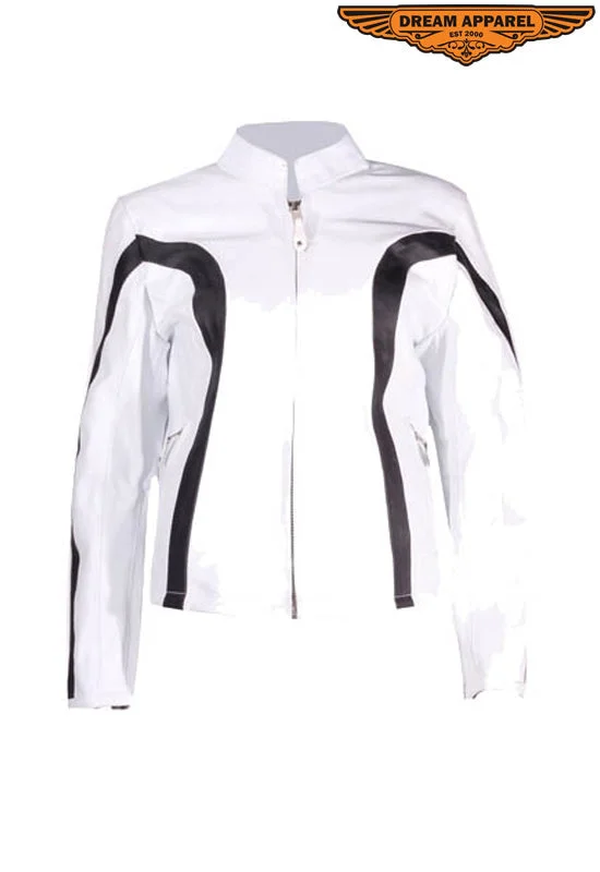 Womens White Jacket With Z/O Lining Fleece Jacket Down Jacket Parka