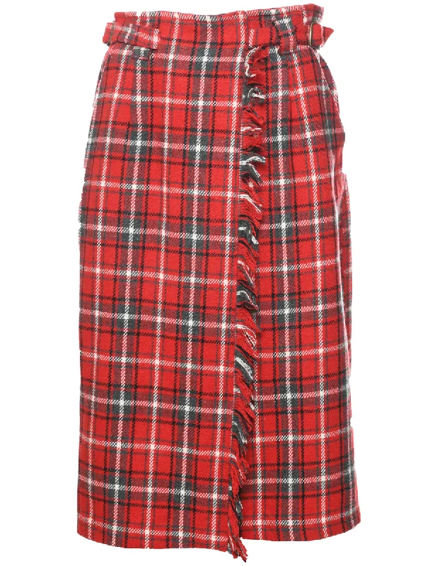 Checked Pencil Skirt - S denim skirt classic