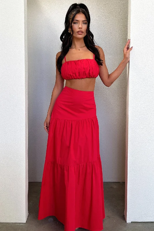 Lateisha Maxi Skirt - Red tulle skirt dreamy