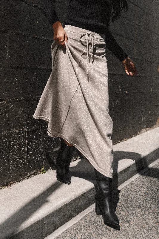 Lucille Knit Skirt - Silver leather skirt bold