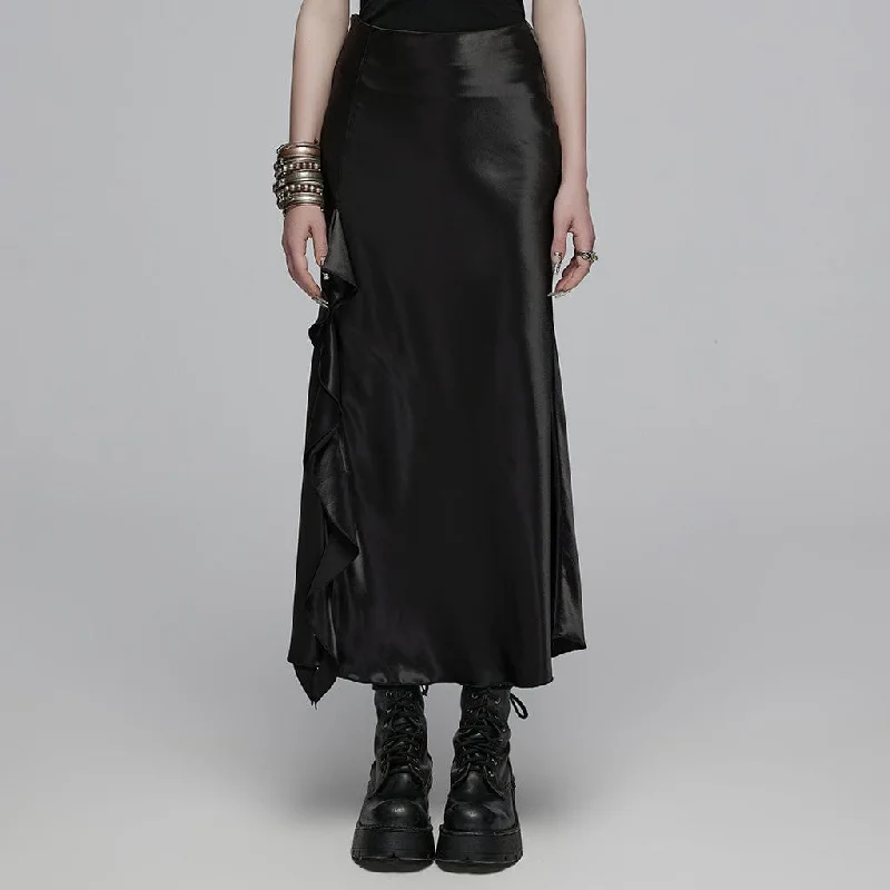 Women's Gothic Ruffled Fishtail Skirt denim skirt fashionable
