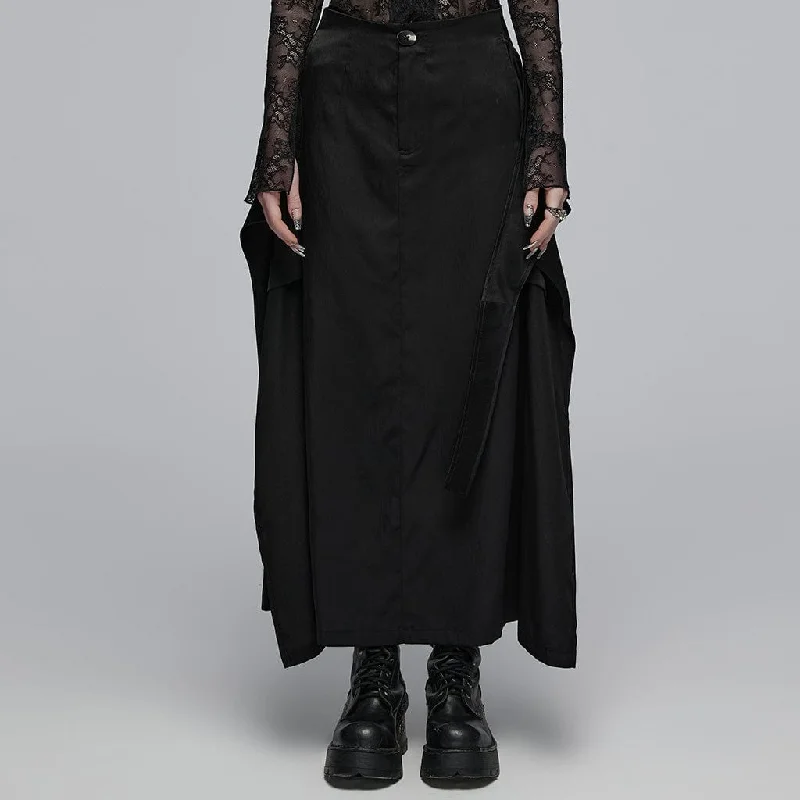 Women's Punk Cross Strap A-line Skirt leather skirt durable