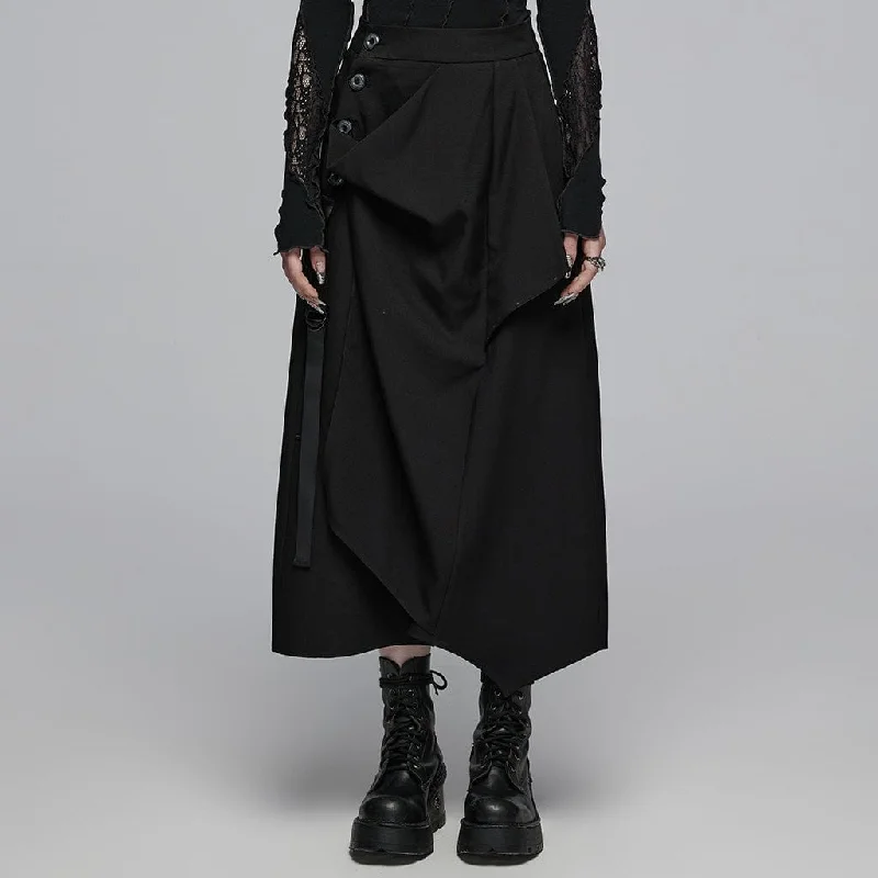 Women's Punk Irregular Ruched Skirt silk skirt sleek