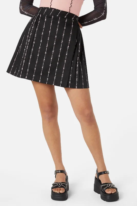 Barbed Wire Pleated Slider Skirt velvet skirt glossy