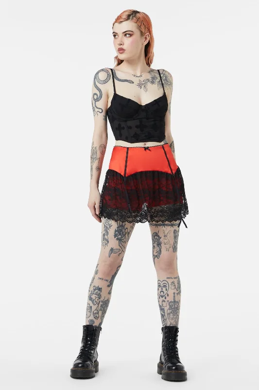 Boudoir Satin Lace Skort wrap skirt elegant