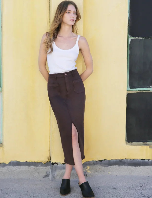 Center Split Pencil Skirt corduroy skirt cozy