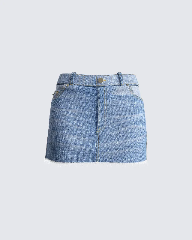 Inaya Blue Denim Mini Skirt wool skirt sturdy