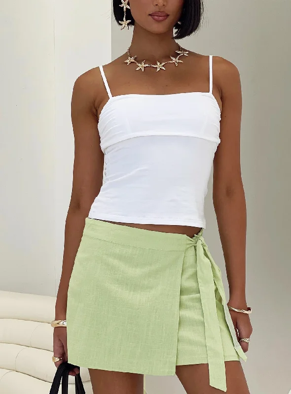 Isaak Wrap Mini Skirt Sage silk skirt elegant