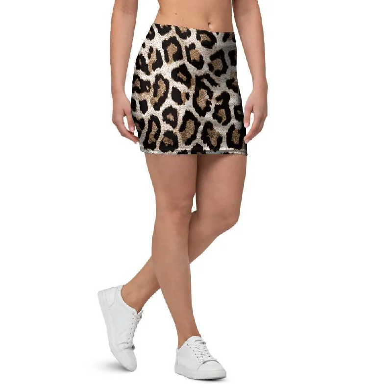 Leopard Mini Skirt wool skirt sturdy