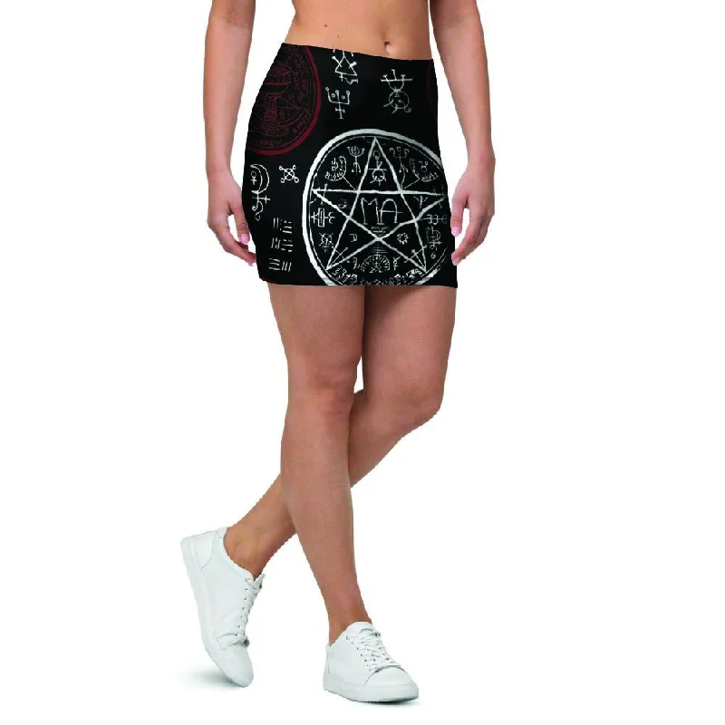 Magic Pentagram Gothic Witch Mini Skirt velvet skirt sumptuous