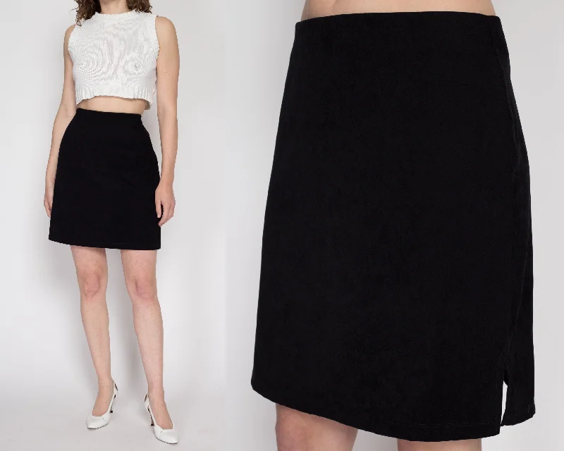 Med-Lrg Y2K Black Ultrasuede Mini Skirt tulle skirt dreamy