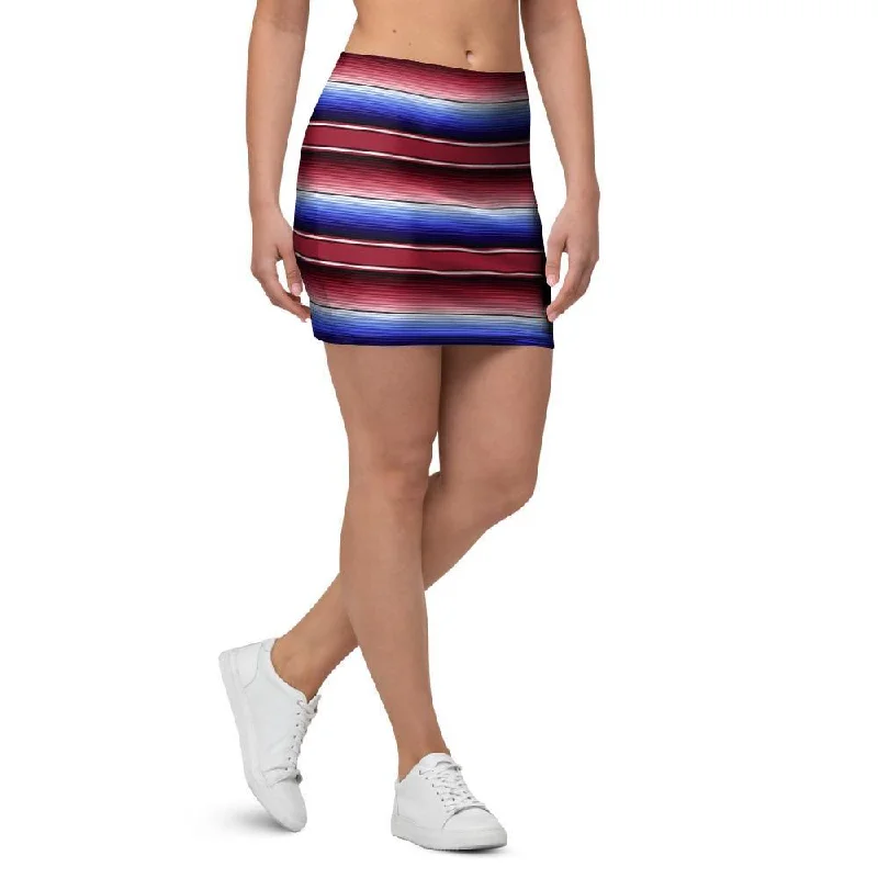 Mexican Baja Print Mini Skirt linen skirt light