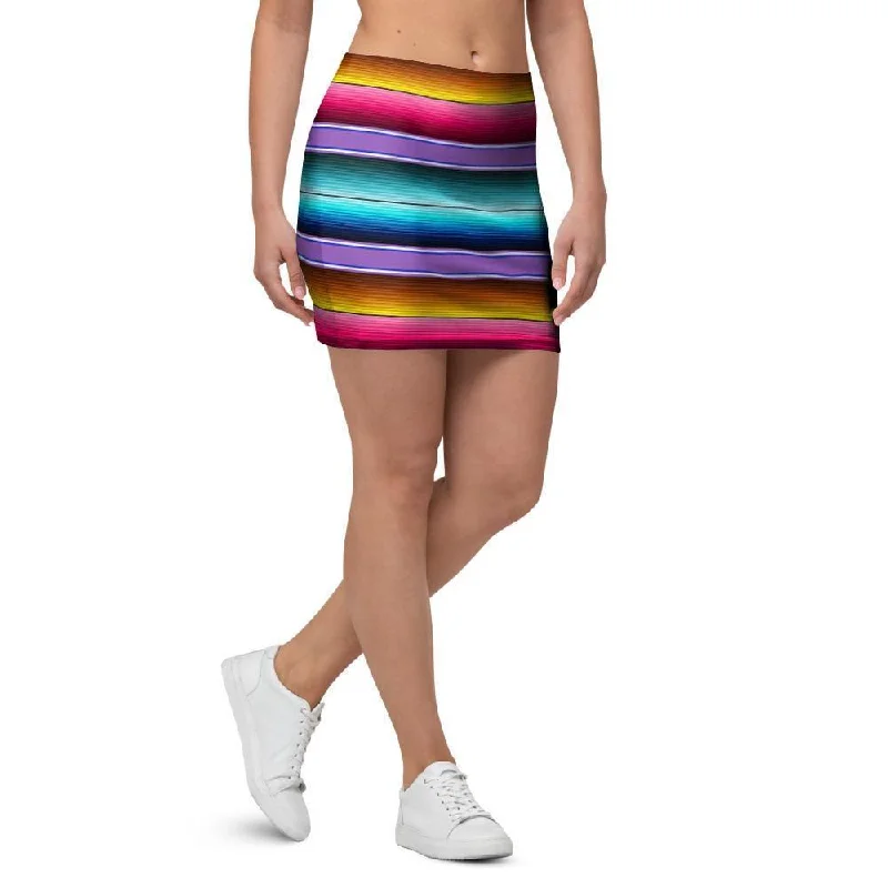 Mexican Baja Serape Mini Skirt belted skirt waist