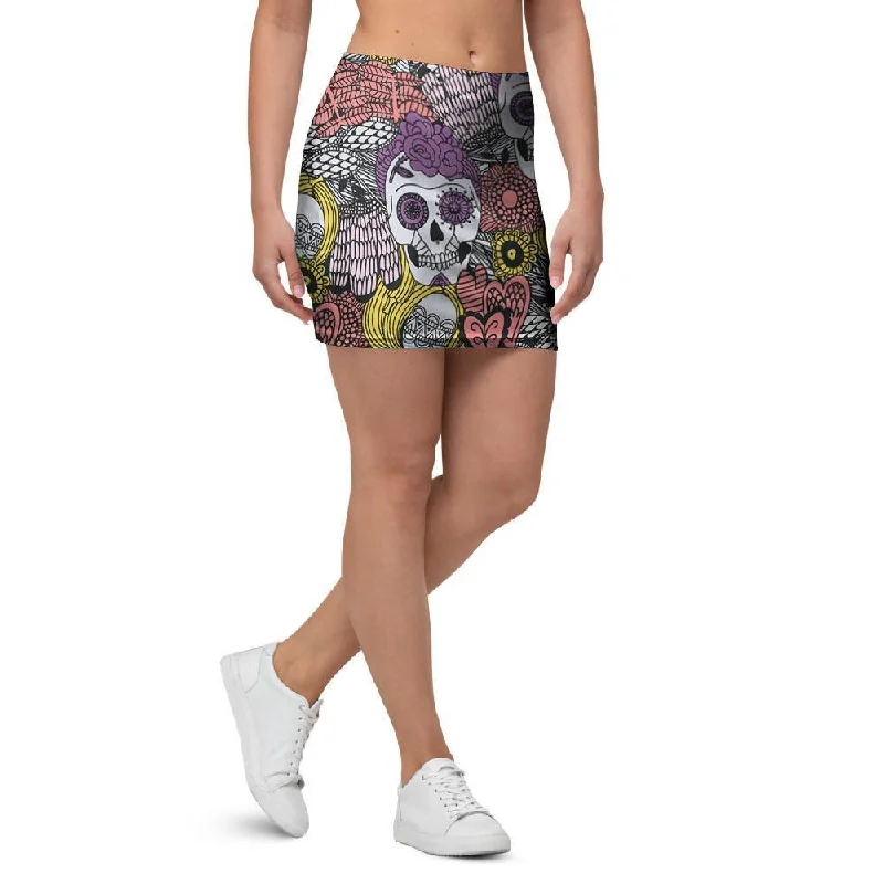 Mexican Skull Mini Skirt silk skirt sleek