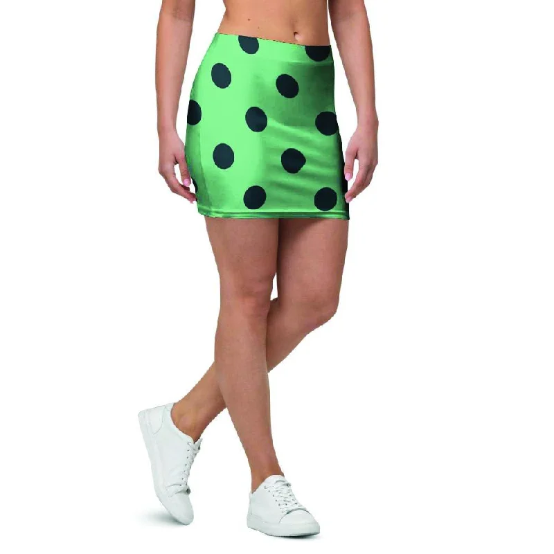 Mint And Green Polka Dot Mini Skirt athletic skirt fit