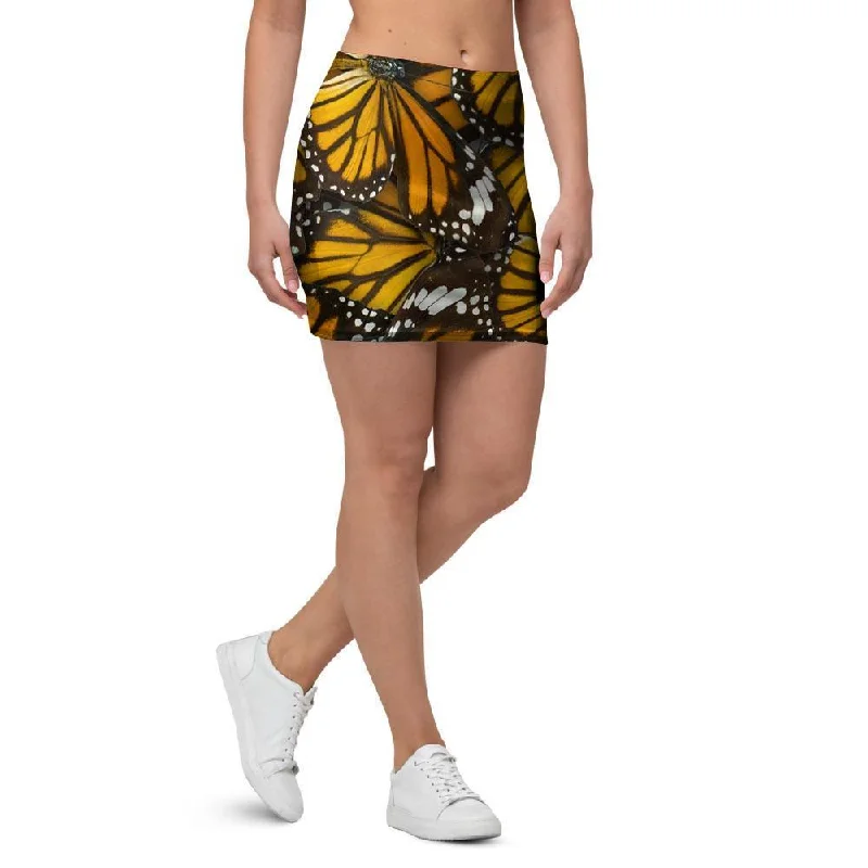 Monarch Butterfly Pattern Print Mini Skirt low waist skirt