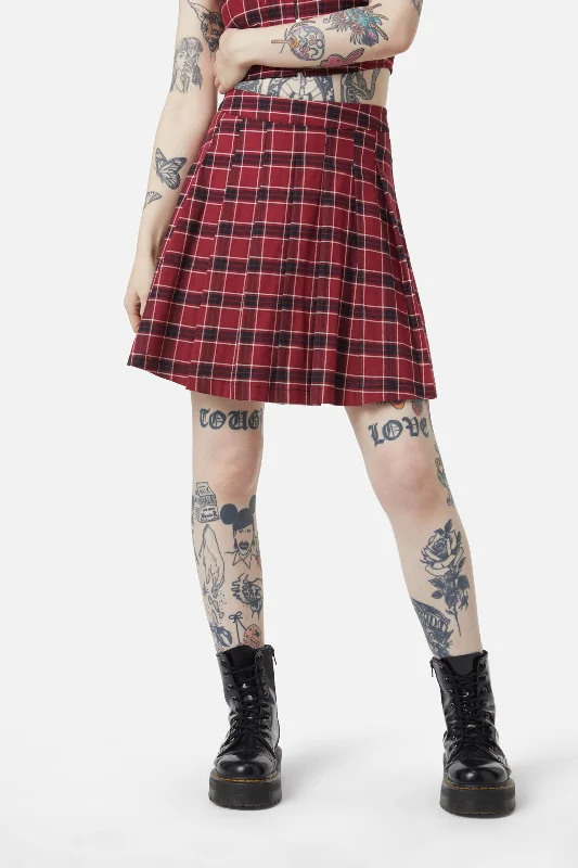 Revenge Tartan Pleated Skirt chiffon skirt lightweight