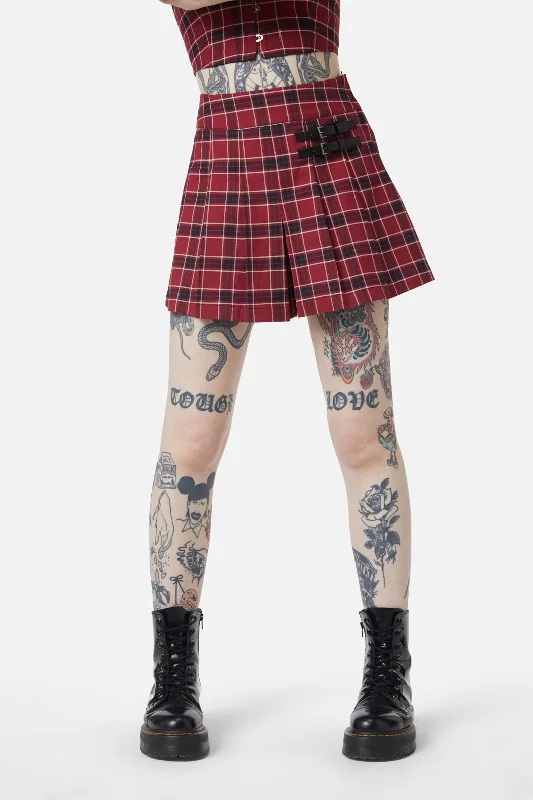 Revenge Tartan Skort high slit skirt